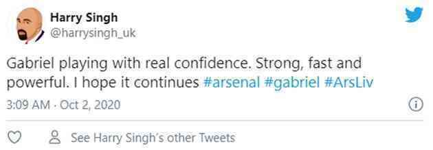 Arsenal fans react to performance of Gabriel Magalhaes against Liverpool - Bóng Đá