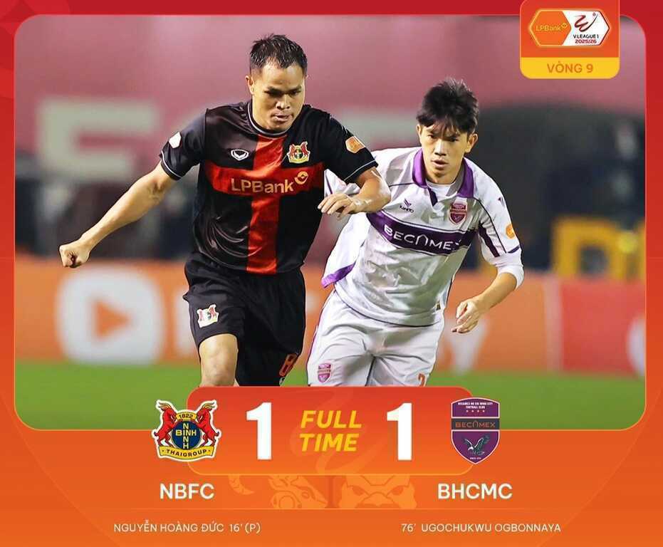 Hoàng Đức ghi bàn cho CLB Ninh Bình, SHB Đà Nẵng cầm hoà SL Nghệ An