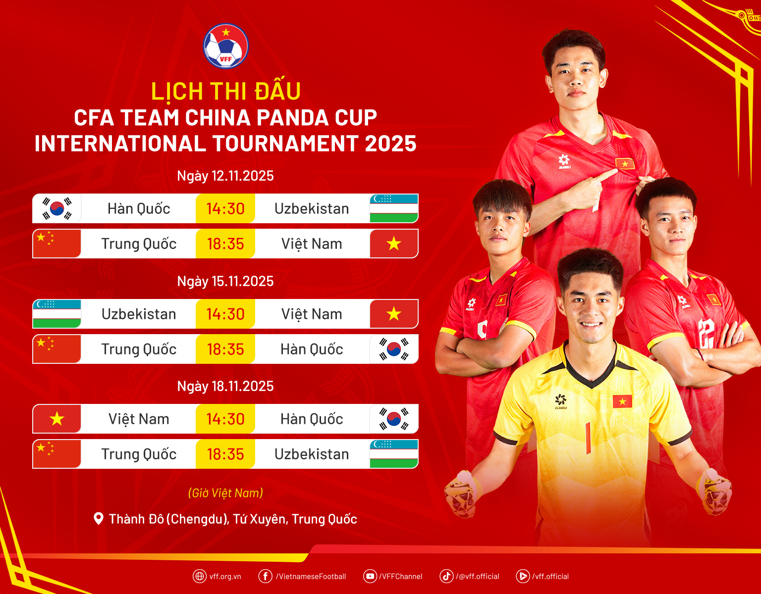 Lịch thi đấu của U22 Việt Nam tại Panda Cup 2025 mới nhất