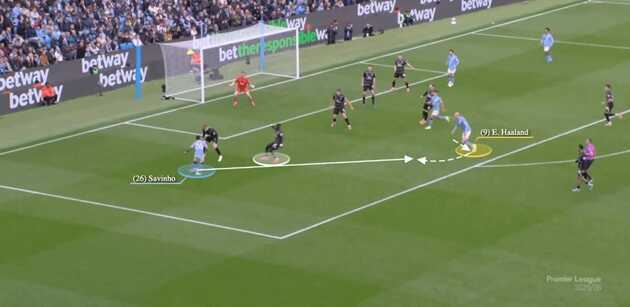 Erling Haaland lu&ocirc;n biết c&aacute;ch đ&oacute;n những đường trả ngược.