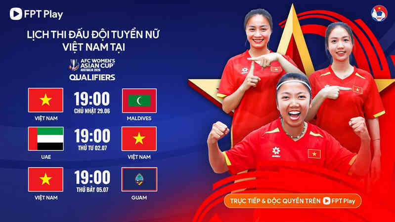 Xem trực tiếp tuyển nữ Việt Nam đá vòng loại Asian Cup 2026 trên kênh nào?