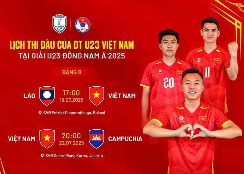 Lịch thi đấu giải U23 Đông Nam Á 2025