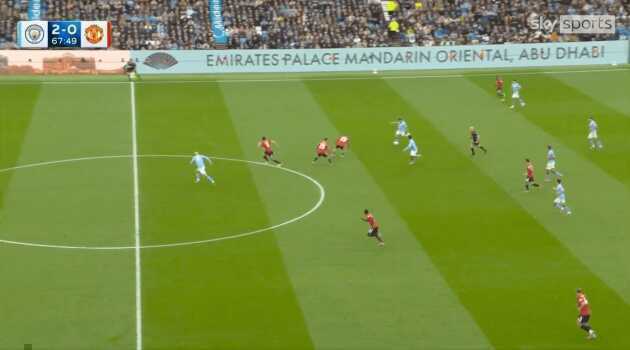 Tình huống Haaland nâng tỷ số lên 3-0 cho Man City.