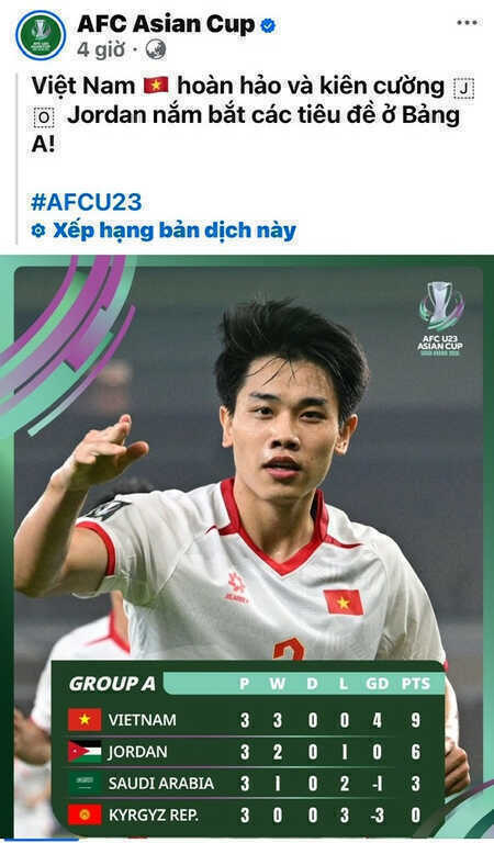 AFC ca ngợi U23 Việt Nam: `Hoàn hảo và kiên cường`