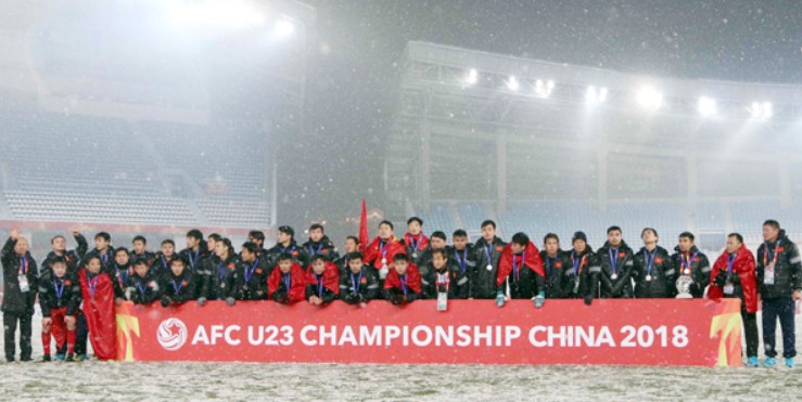 Thầy tr&ograve; HLV Park Hang-seo d&ugrave; thua trận nhưng đ&atilde; để lại những h&igrave;nh ảnh v&ocirc; c&ugrave;ng đ&aacute;ng nhớ tại Thường Ch&acirc;u năm ấy. Ảnh: VFF.