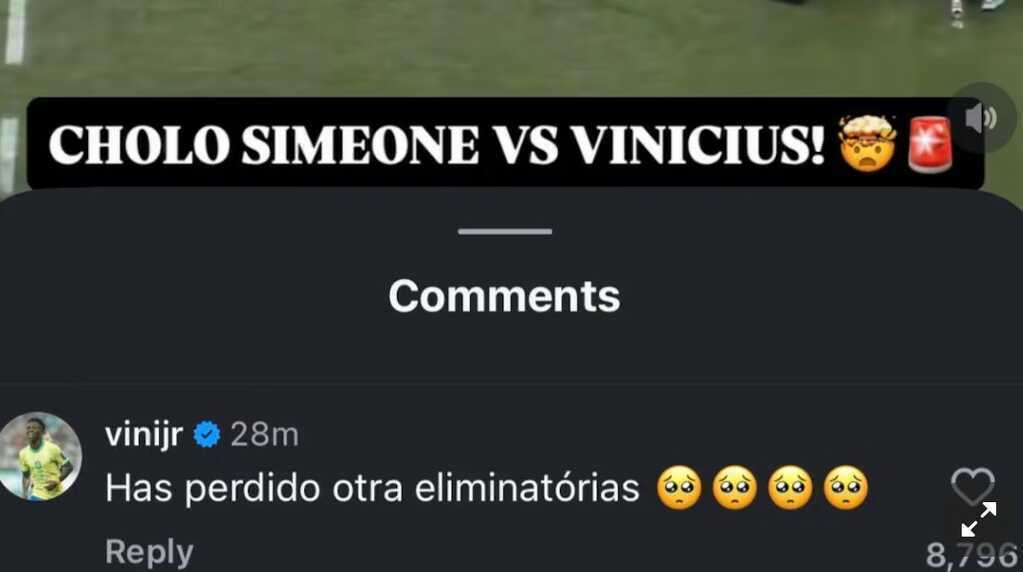 Vinicius đ&aacute;p trả tr&ecirc;n MXH.