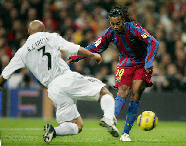 Một đ&ecirc;m tại Bernabeu đủ khắc họa sự kiệt xuất của Ronaldinho. Ảnh: Denis Doyle/Getty Images.