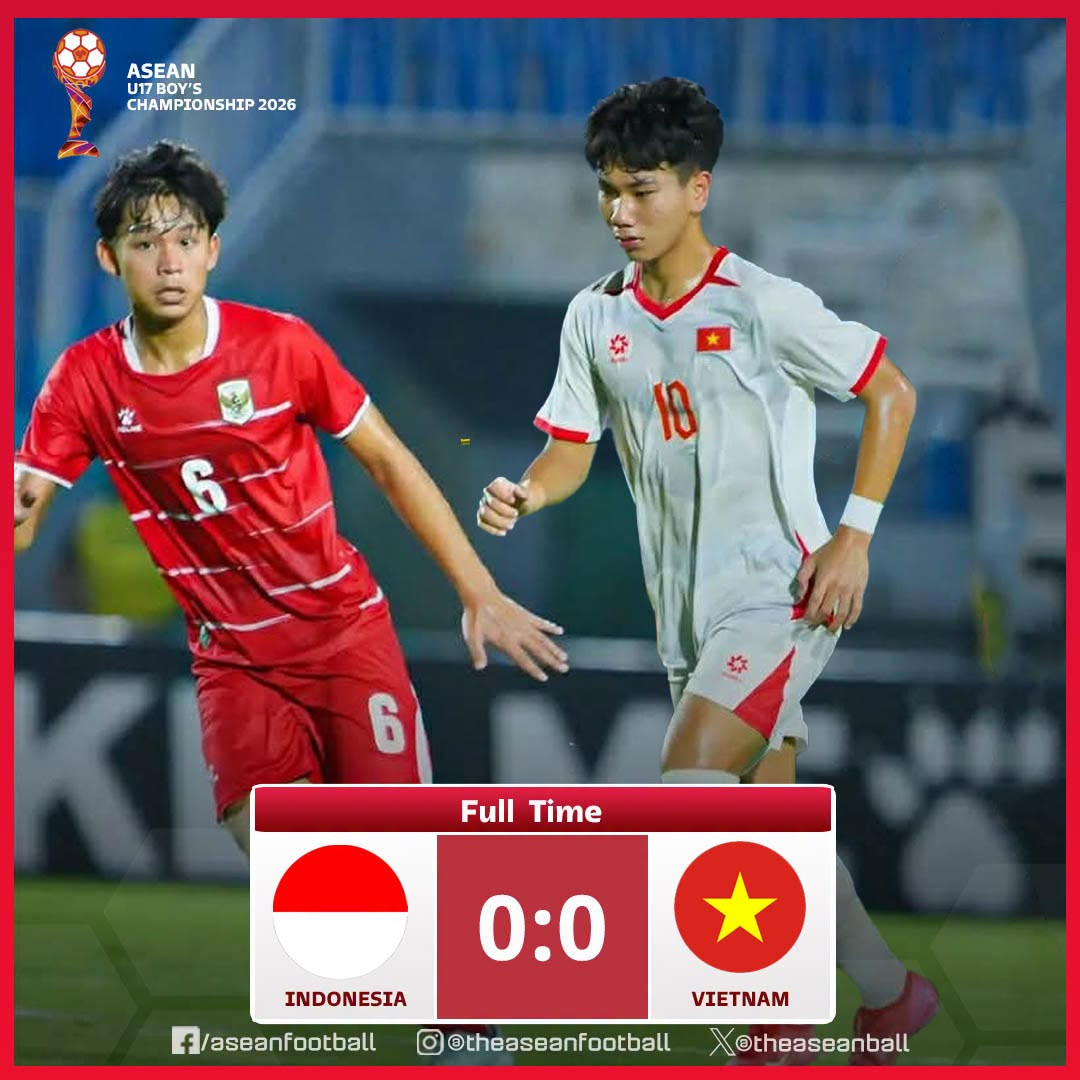 Xác định 2 cặp bán kết U17 Đông Nam Á 2026