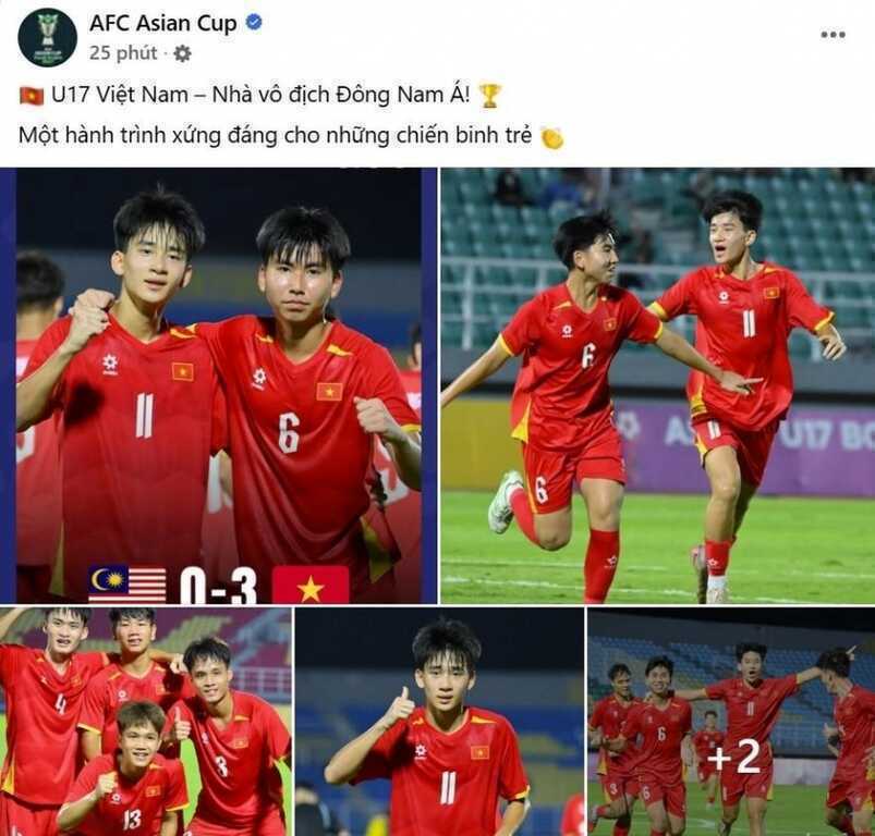 AFC nói điều đặc biệt sau khi U17 Việt Nam vô địch giải Đông Nam Á
