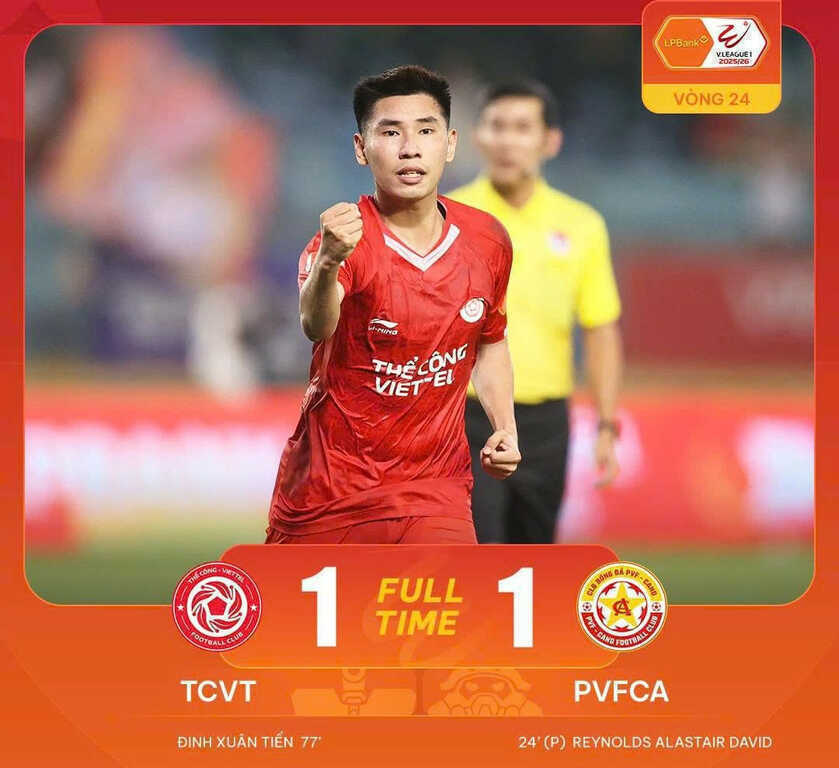 Thể Công Viettel thoát thua PVF-CAND tại Hàng Đẫy