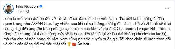 B&agrave;i đăng của Nguyễn Filip. Ảnh chụp m&agrave;n h&igrave;nh.