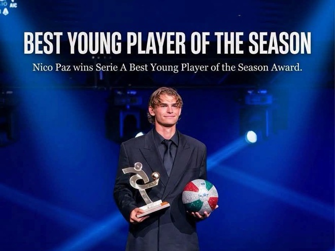 Nico Paz giành Cầu thủ trẻ xuất sắc nhất Serie A sau mùa giải bùng nổ